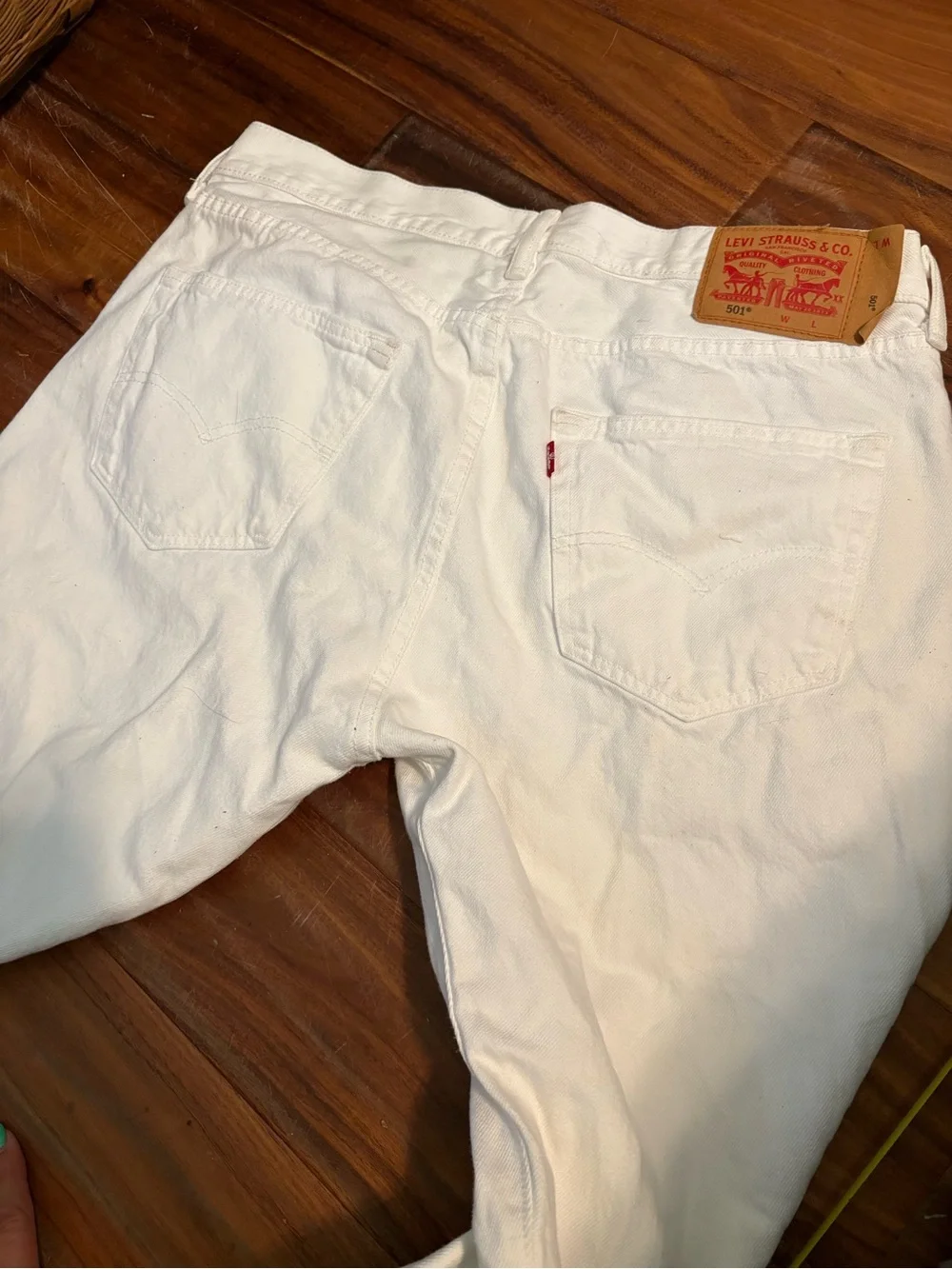 Levi’s 501 White Straight Leg Jeans Men’s 36x35 Button Fly Denim‎ Pants (1099)